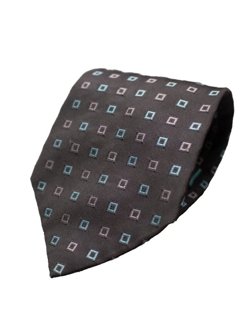 Tiffany & Co Tie 100% Silk Made in Italy Box Woven Pattern Silver 3.75"